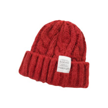 Women’s Knit Hat Cotton Linen Blend Oversized Loose Cold-Red