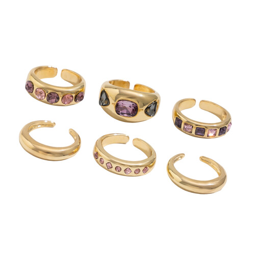 Pack of 6 Colorful Stackable Rings with Vibranting Pink-Gold