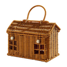 Multipurpose PP Woven Basket for Picnics Food Storage-tea color