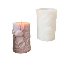 Hare Embossed Cylinder Silicone Candle Mould Food Grade-B