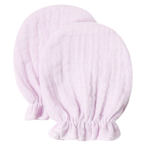 1 Pair Solid Gloves Soft Baby Mittens Prevent-Lightpurple
