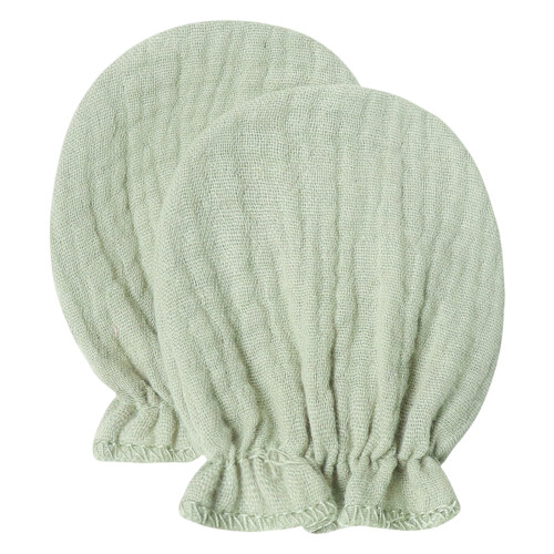 1 Pair Infant Scratch Prevention Gloves Comfortable and-green
