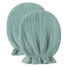 1 Pair Baby Scratch Proof Mittens Breathable Cotton-dark green