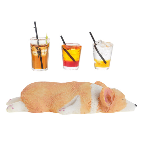 Grappige Corgi's en Iced Drinks Hars Mini Ornamenten Cadeau-1