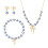 Ensemble de bijoux en perles avec nœud papillon en-Bleu 1