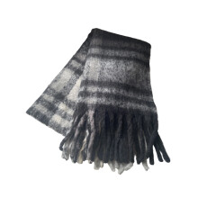 Écharpe épaisse à motifs à carreaux pour l'hiver, avec franges-7