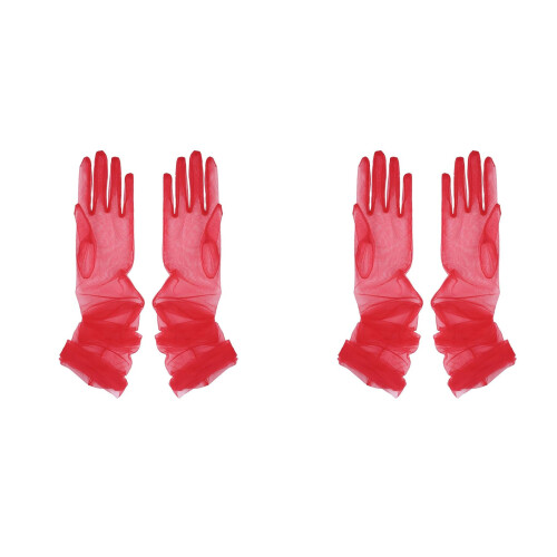 Comfortable Elastic Wedding Gloves 70cm Long Cover-Red 70