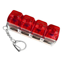 LED Light Up 4 Button Keyboard Press Keychain-transparent red