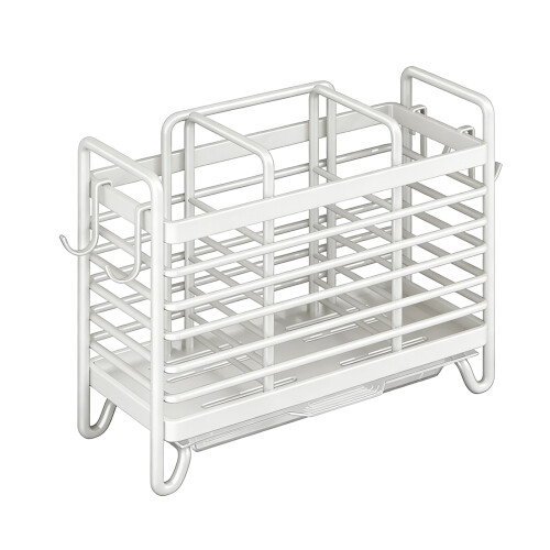 Stainless Steel Utensil Holder For-White Three compartment