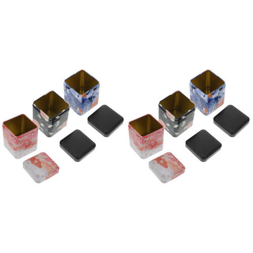 6Pcs Sealing Tinplate Tea Storage Containers Assorted Color for Tea