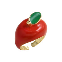 Bague pomme unique inspirée de la nature, conçue pour un-Rouge