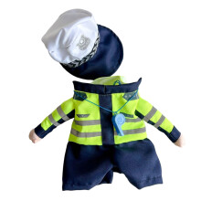 Costume de casquette blanche pour chats, thème de flic drôle,-S