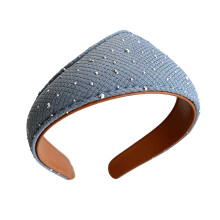 Verstelbare strass hoofddeksel haarband voor dames Elegant-Blauw