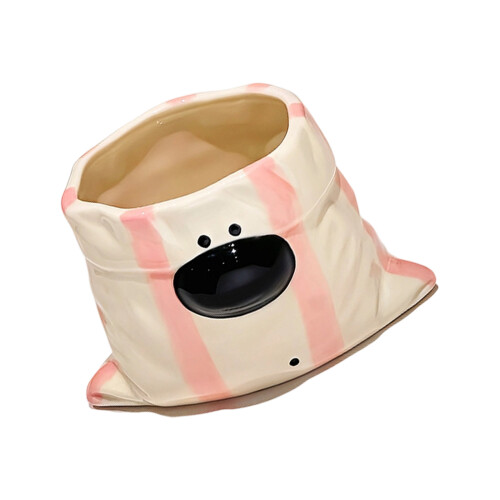 Lovely Dog Shape Ceramic Cup Large Capacity-Striped Powder