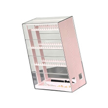 Portable Jewelry Cabinet Clear Materials Easy-Transparent  Pink