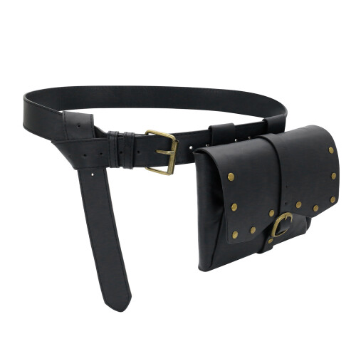 Classical PU Leather Hip Bag With Multiple Pockets-Black