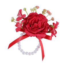 Classical Pearls Wristlet Wrist Corsage Wrist Flower For-B red