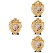 4Stk Retro Resin Bilderrahmen Herz Form Goldfarbig Dekorativer