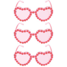 3Stk Damen Sonnenbrillen Pink Herz Form Mode Für Freizeit