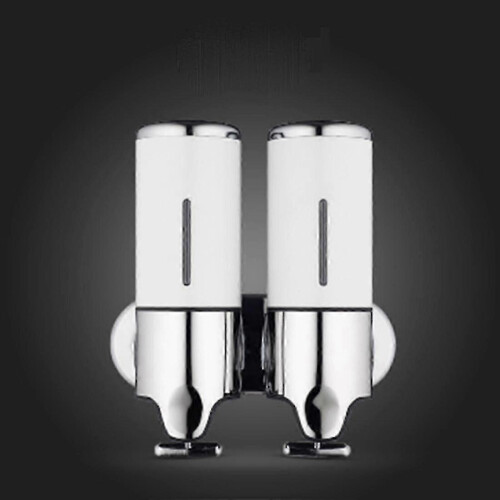 (White) Dispenser di sapone manuale a doppia testa M-8009