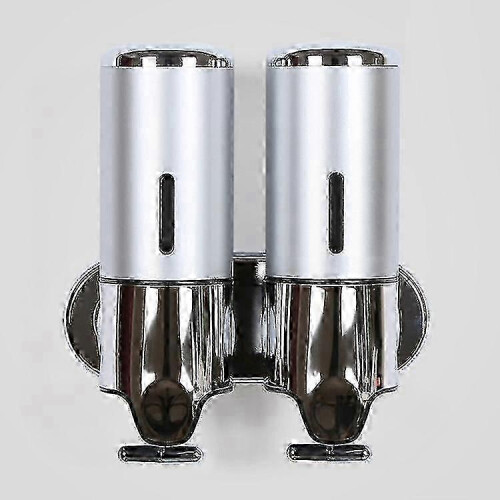 (Silver) Dispenser di sapone manuale a doppia testa M-8009