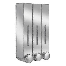 (triple silver) Dispensador de jabón y ducha de pared resistente al agua de 3 compartimentos, dispensador de espuma
