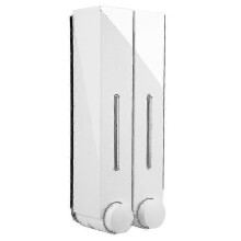 (double white) Dispensador de jabón y ducha de pared resistente al agua de 3 compartimentos, dispensador de espuma