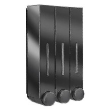 (triple black) Dispensador de jabón y ducha de pared resistente al agua de 3 compartimentos, dispensador de espuma
