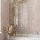 Purefino Grid Square Bath Shower Screen 800mm Brushed Brass - 6mm 1
