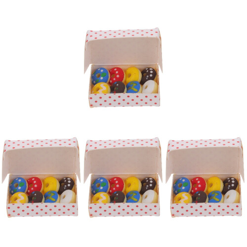 4Boxes Mini Doughnut Decor Resin Craft Assorted Color DIY Scene Props