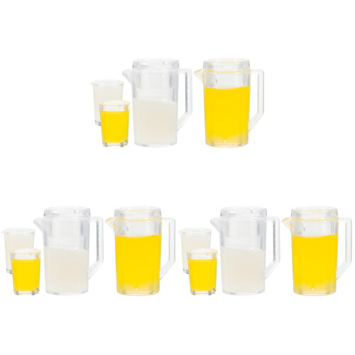 6Sets Assorted Color Miniature Cup and Pitcher Set Plastic Decor