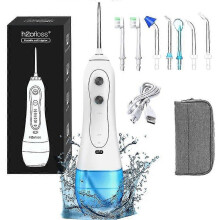 (Blanco) Irrigador bucal H2oflos, limpiador de agua caliente
