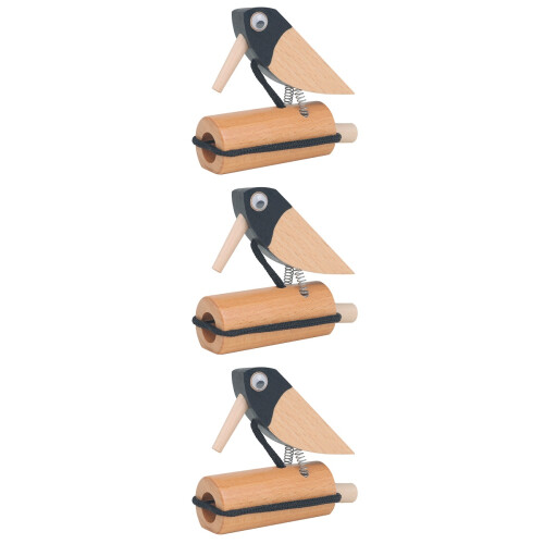 3Stk Orff Holz Specht Lernspielzeug Pull Rope Khaki Kinder