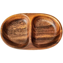 5Pcs Wooden Food Tray Coffee Color Compartment Dessert Holder