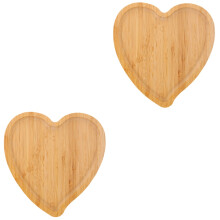2St Hartvormig Bamboe Dienblad Bruin Voor Brood, Fruit En Dessert