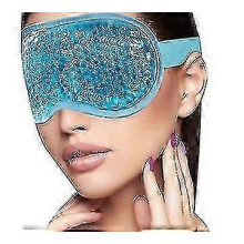 (blue) Maschera per gli occhi ghiacciata, maschera fredda per gli occhi con retro in peluche per alleviare