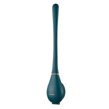 (Deep Sea Blue) Cepillo de inodoro largo de silicona 360 con escurridor rápido y soporte para guardar el cepillo, ideal