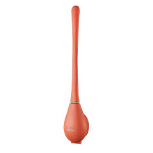 (Vitality Orange) Cepillo de inodoro largo de silicona 360 con escurridor rápido y soporte para guardar el cepillo, ideal