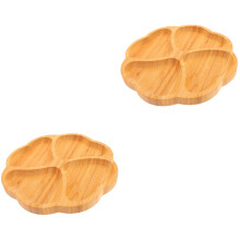 2Pcs Khaki Bamboo Tray for Food Serving and Desktop Storage