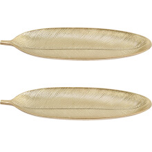 2St Duurzame Gouden Fruit En Snack Serveerplaten Bladvorm