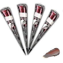 (red) 4-pack Henna Bruna Fräknar Naturliga, Henna Tatueringsfärg Brun, Naturliga Henna Krämkoner, Tatueringsklistermärken