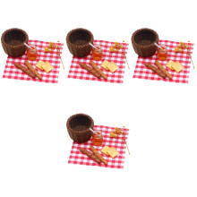 4Sets Mini Broodmand Resin Miniatuur Poppenhuis Versiering