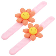 2Pcs Orange Plush Slap Bracelets Kids Cartoon Sunflower Wrist Decor