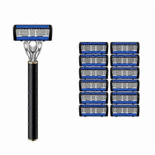 (Black-12 blades) Ξυράφι ασφαλείας Razor Classic 6 άκρων για άνδρες και γυναίκες