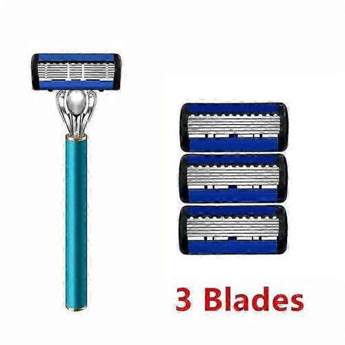 (Blue-3 blades) Ξυράφι ασφαλείας Razor Classic 6 άκρων για άνδρες και γυναίκες