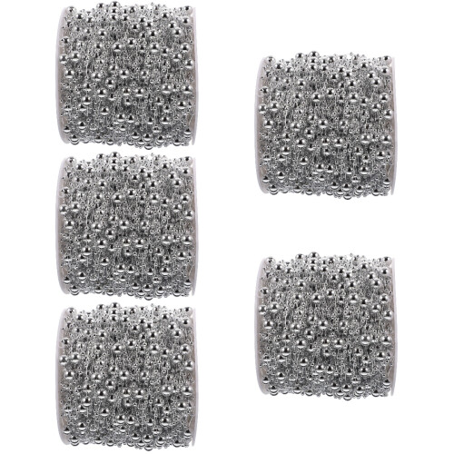 5Rolls Silver Pearl Beads Chain for Crafts Wedding Bouquet Decorating