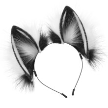 Fourrure chats oreilles de loup cerceau chapeaux-noir et blanc