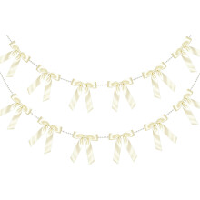 Pack Of 2 Stylish Pearls Chain Bows Ribbons Decorative-Beige
