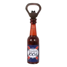 (1664 brown) Abrebotellas magnético retro con diseño de botella de cerveza, pegatina para refrigerador |