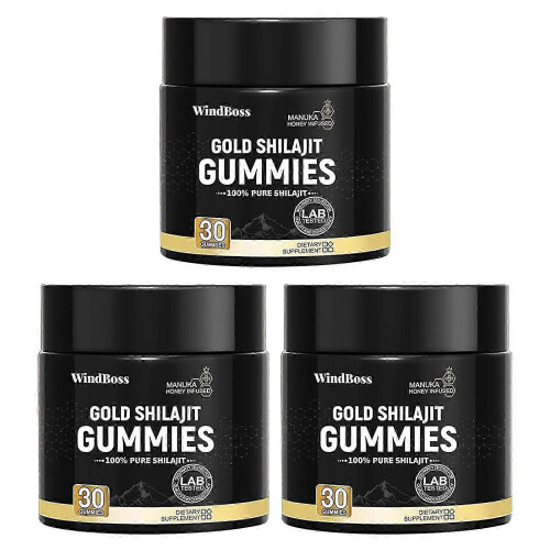(3pcs) Τζελ & Μασώμενα Ζελεδάκια Διατροφής Gold Shilajit 30 Τεμάχια για Άνδρες και Γυναίκες